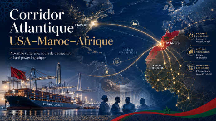 L’Avantage Concurrentiel Immatériel Marocain dans le Corridor Atlantique USA–Maroc–Afrique : Proximité Culturelle, Coûts de Transaction et Hard Power Logistique